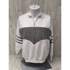 Weathered Blues Large 1/4 Zip Long Sleeve Pullover Sweatshirt White Gray Women's